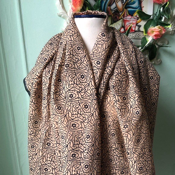 Beautiful vintage handmade  cotton abstract scarf - Picture 3 of 4